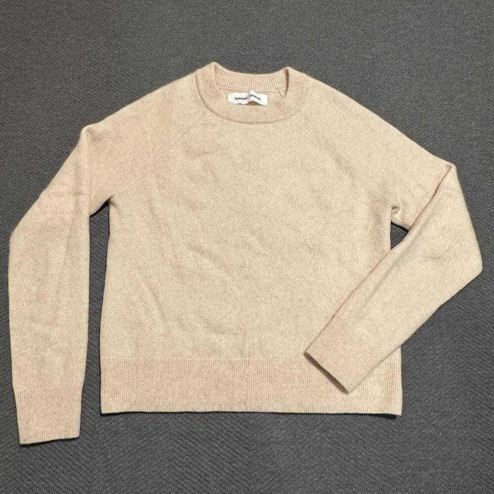 Samsoe Boston O-Neck 100% Cashmere Crewneck Sweater Whisper White Beige X-Small